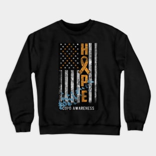 COPD Awareness Hope Flag Blue Butterflies Crewneck Sweatshirt